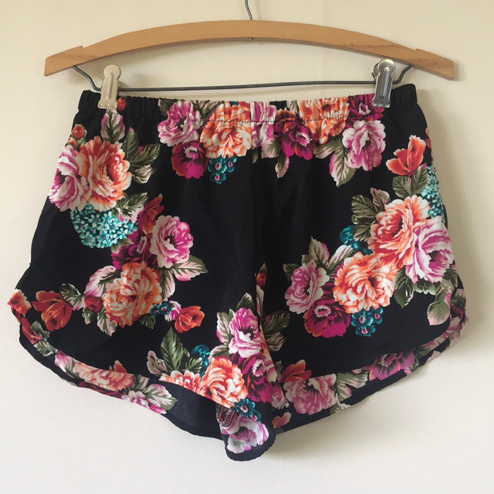 Vintage inspired Black multi-color Floral Shorts